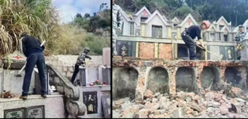 tombstones china demolish
